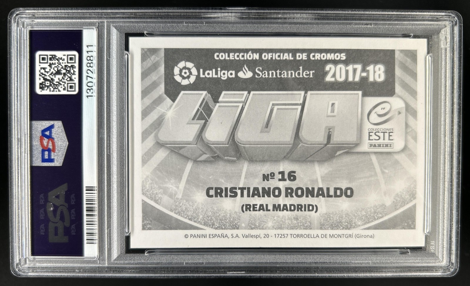 2017-18 Coleccion La Liga Este Cristiano Ronaldo #16 PSA 10 GEM MINT Real Madrid view 2