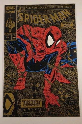 🔥Spider-Man #1 Gold Variant Todd McFarlane 1990 Marvel 2nd Printing High Grade!