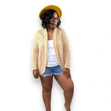 Co and Eddy Sweater Size L Cardigan Open Front Shawl Collar Ribbed Knit