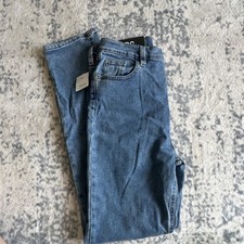 BDG Urban Outfitters Girlfriend High-Rise Blue Denim Jeans Button Zip Pockets