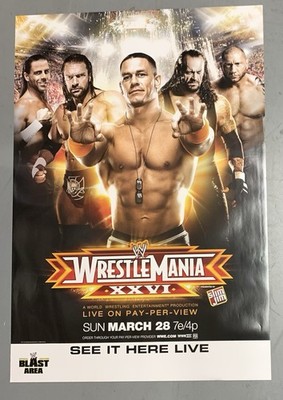 3/28/10 WWE WrestleMania 26 XXVI - PPV 27x39 Poster Rey Mysterio John Cena HHH