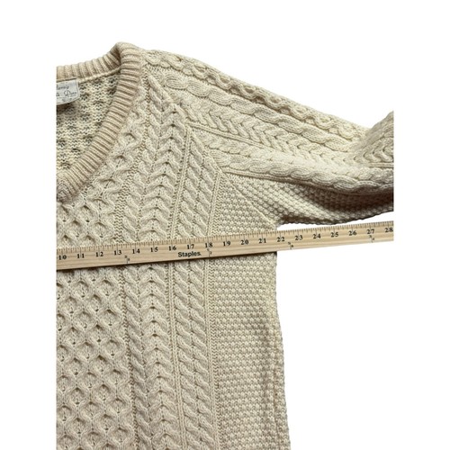 Vintage Carraig Aran Fisherman Sweater Irish Cable Knit Cream Wool Size 44 XL, Size 44, $68.99 - Photo 7