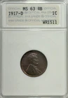 1917-D Lincoln Cent MS-63 RB Old ANA Soapbox Holder