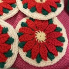 Vintage 8  Crochet Christmas Poinsettia Coasters With Crochet Holder And More — photo 3
