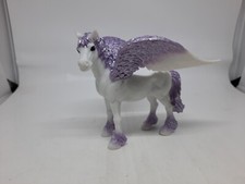 2013 White & Purple Glittery Sparkly Pegasus Horse Toy Figurine Wings Fantasy