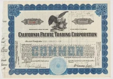 California Pacific Trading Corporation Stock Certificate