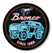 Ford Bronco 66 Neon Retro Sign Refrigerator Magnet Decor 3 Inch Diameter