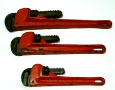Vintage Lot of 3 Heavy Duty Drop Forged Jaws 14" 10" 8" Taiwan Monkey Wrenches