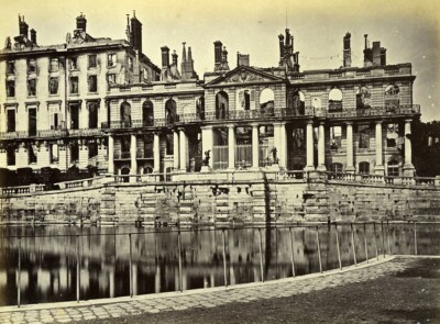 Belagerung von Paris Kommune Ruinen Saint Cloud Palace Bassin altes Liebert Foto 1870