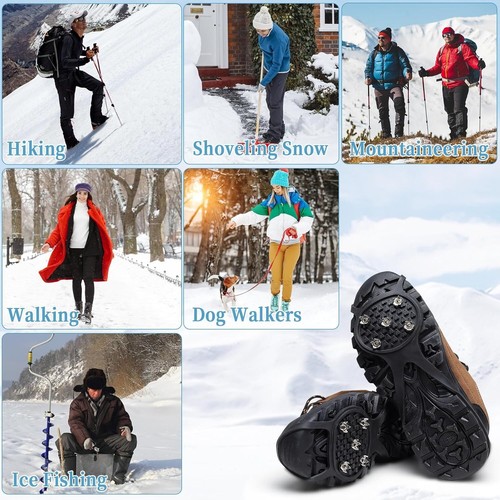 Par de Pinzas Antideslizantes Picos, Pinzas de Hielo Tacos de Tracción Zapato de Nieve Picos Gr - Imagen 5 de 12