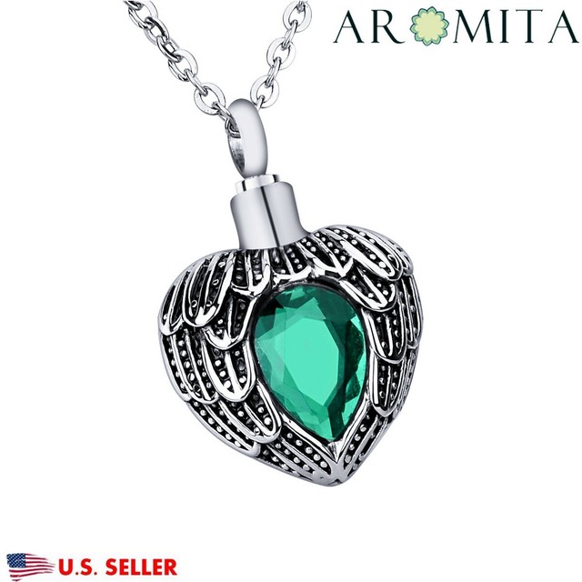 Emerald Angels Near Heart Cremation Jewelry Keepsake Memorial Ash Urn