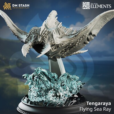 Tengaraya - Flying Sea Ray, Beast Monster, 3D Printed Miniature, D&D, TTRPG
