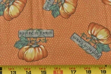 By 1/2 Yd, Orange & Green Pumpkins on Orange Quilt Cotton, Oakhurst, M5671