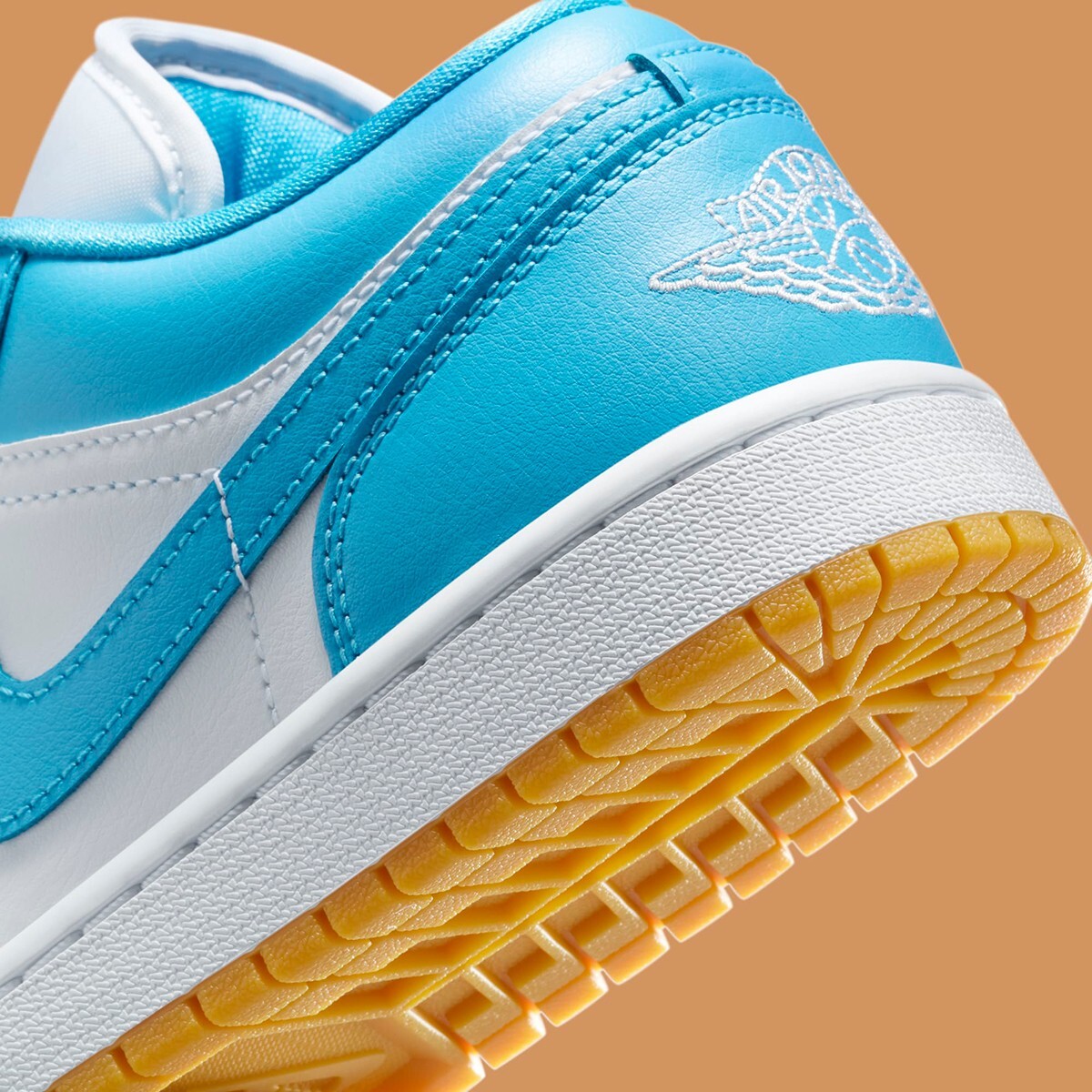 Nike Air Jordan 1 Low White Light Brown Blue Womens Sports Sneaker