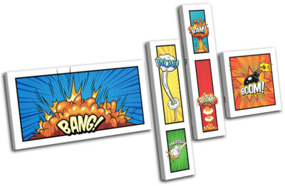 Comic Gamer Abstract Arcade Gaming MULTI Leinwand Kunst Bild drucken