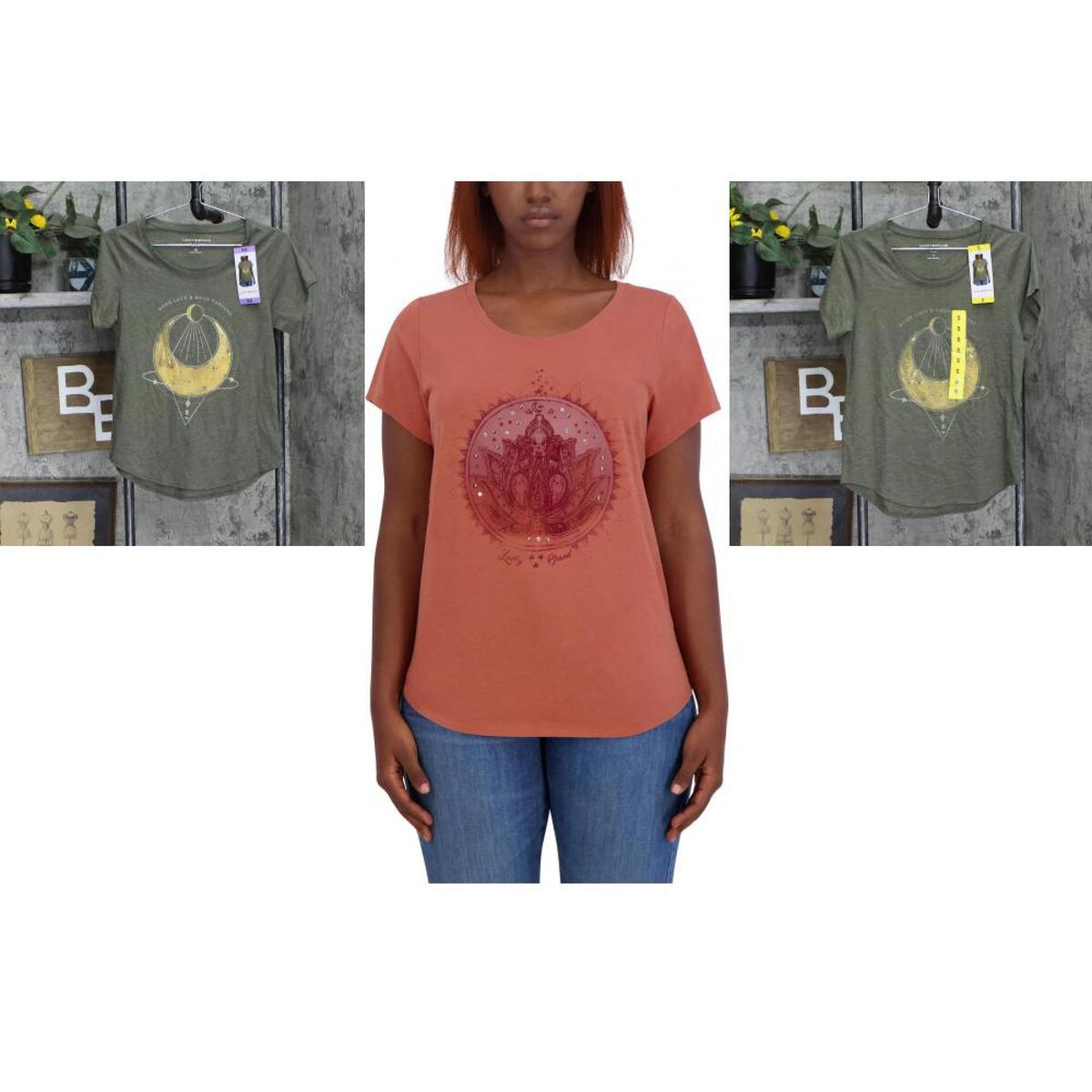 ラッキーブランド Lucky Brand Grow Together クラシック Crew Tee レディース シャツ トップス Peyote 81cGp7In9cL._AC_SX425_.jpg