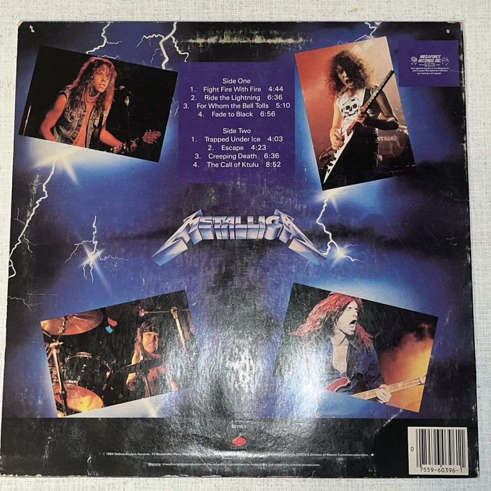 METALLICA RIDE THE LIGHTNING LP 1984 ELEKTRA 9 603961 SPECIALITY