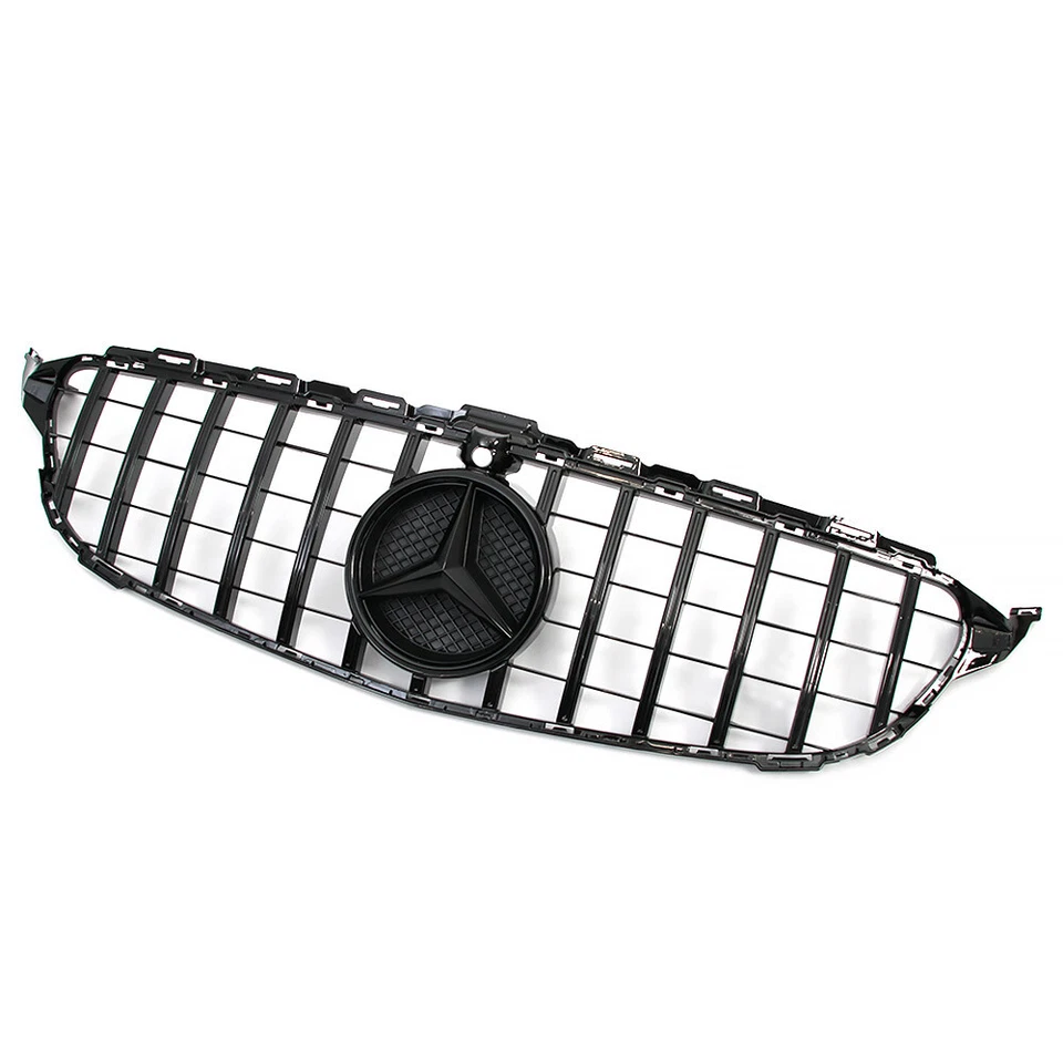 Gloss Black Front Grille w/Emblem For Mercedes Benz W205 C250 C300 C43 2015-2018 Foto 2 de 4