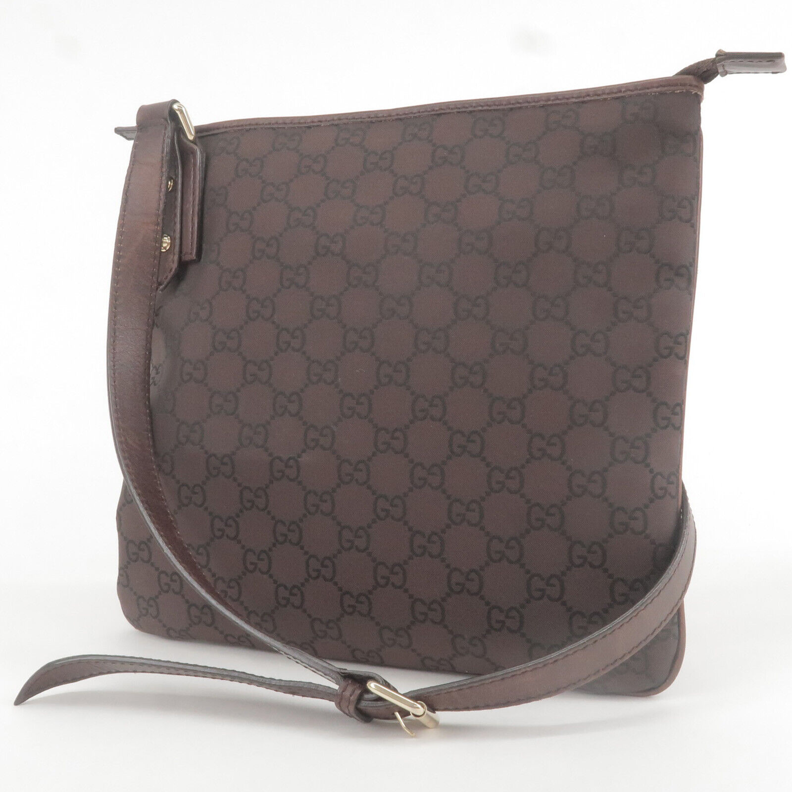 Auth GUCCI GG Shoulder Bag Purse Brown Nylon Leather 257246 Used