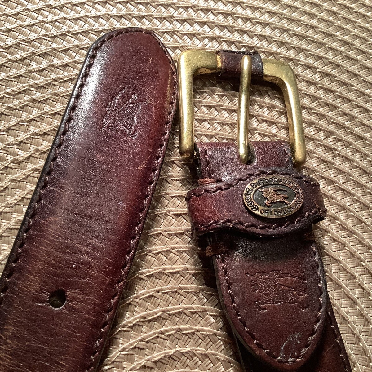 Vintage Burberry of London Belt Men's Brown Leather Size 36