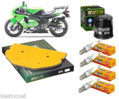 Kit De Vidange Complet Pour Kawasaki ZX750 (ZX-7RR) 1996-1999 - Filtre à Huile, Air, Bougies - Neuf Générique