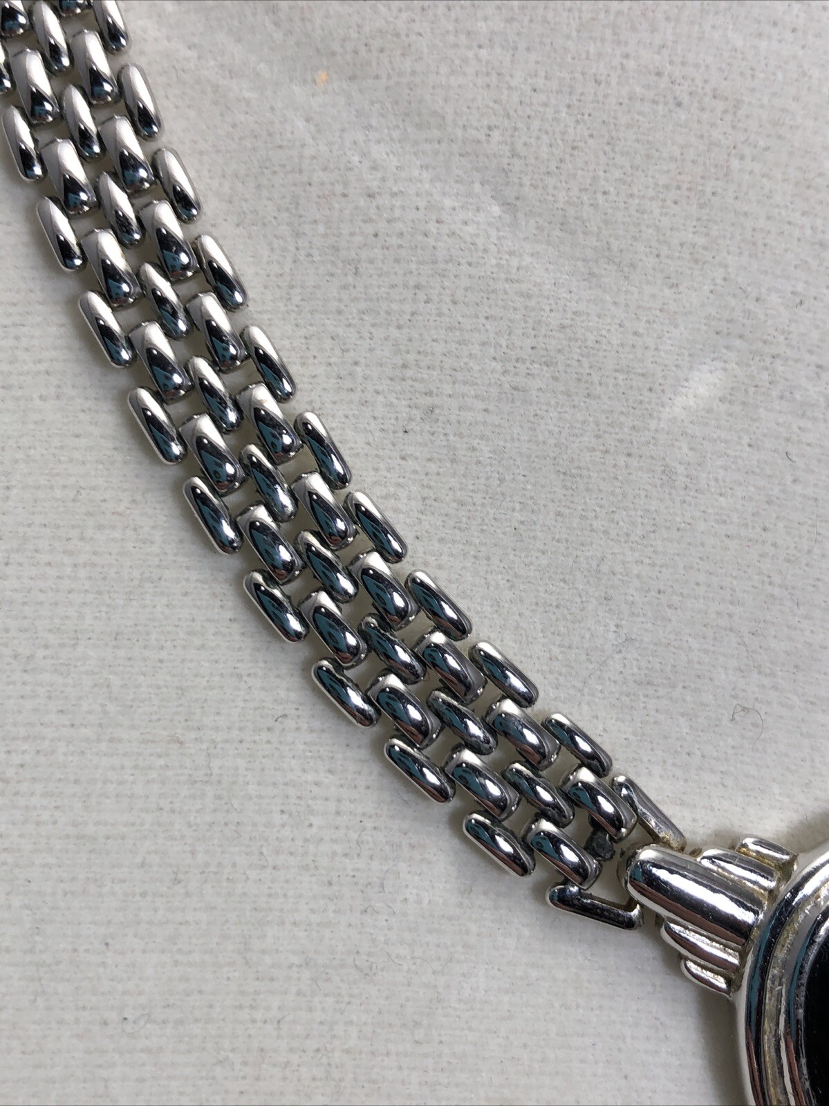 Trifari vintage Silver plated Rectangular Black S… - image 2