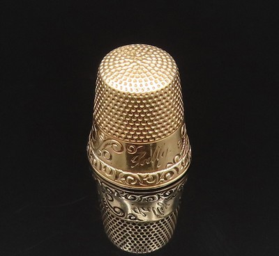 14K GOLD  Vintage Fancy Engraved Swirls Thumb Thimble  GOT052