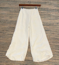 Vintage Womens Pants Size 10 White Crepe Wide Leg Relaxed Coastal Lagenlook