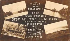 Meredith New Hampshire Lake Winnipesaukee Elm Hotel Real Photo Postcard AA31564