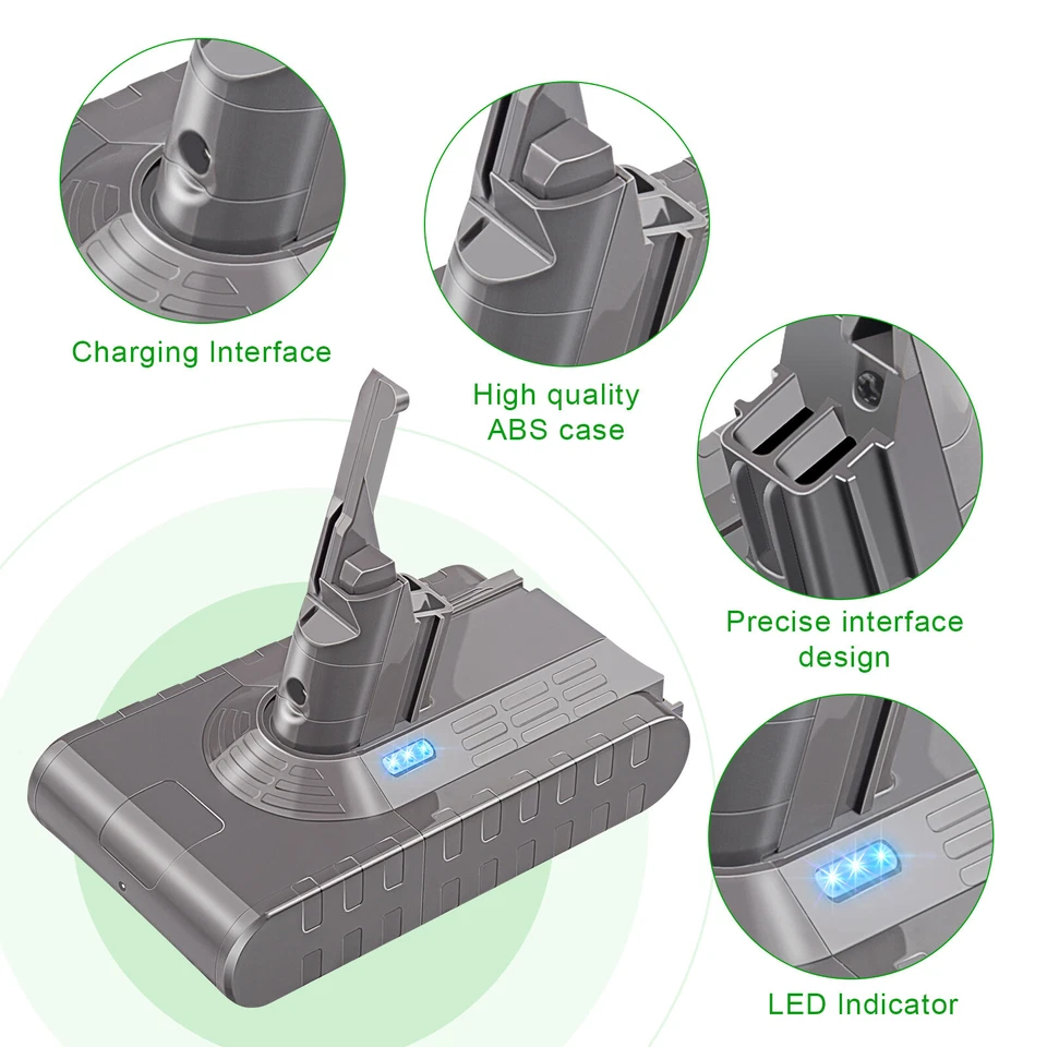 9000mah akku für dyson v8 absolute pro v8 animal fluffy sv10 staubsauger 6.0ah - Bild 4 von 4