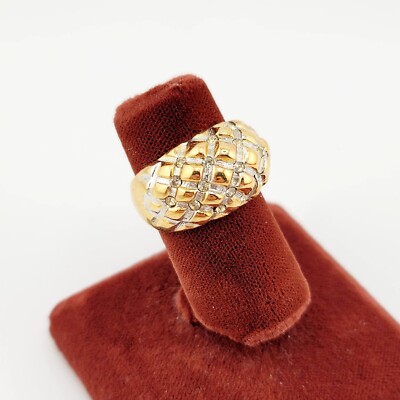 peter do dome ring サイズ7 Vtg Ring Sz 7 Unique Dome Rhinestones Dome Jewelry 18KT HGE Gold