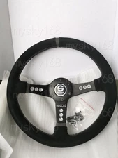 14Inch SPARCO Steering Racing Car Suede Leather Steering Wheel 340MM Deep dish