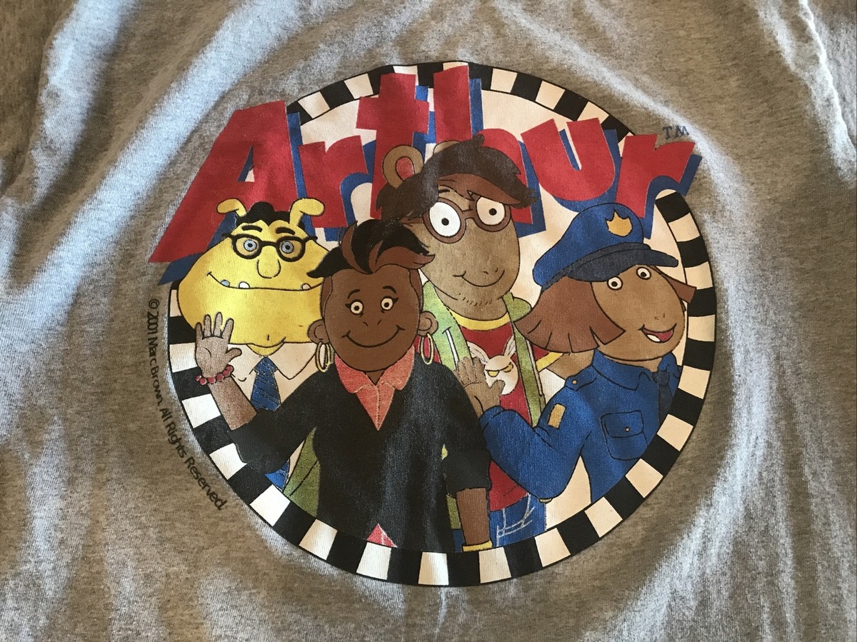 Arthur Cartoon PBS 2001 Marc Brown Grey T-shirt Unisex Arthur Cartoon PBS 2001 Marc Brown Grey T-shirt Unisex