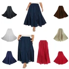 Beautybatik Women Cotton BOHO Gypsy Long Godet Broomstick Plus Size Flare Skirt
