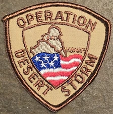 OPERATION DESERT STORM PATCH - DESERT TAN COLOR NOS US ARMY / NAVY / USAF / USMC