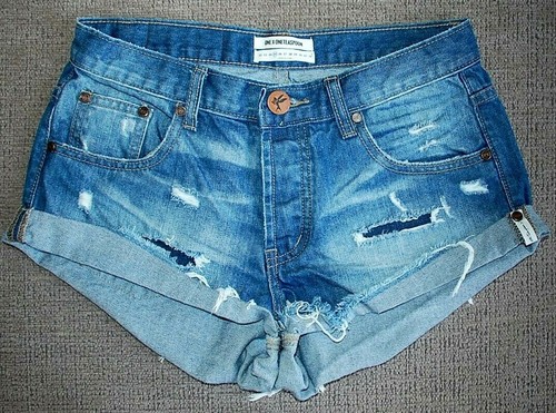 Twisted Cuff Denim Shorts 