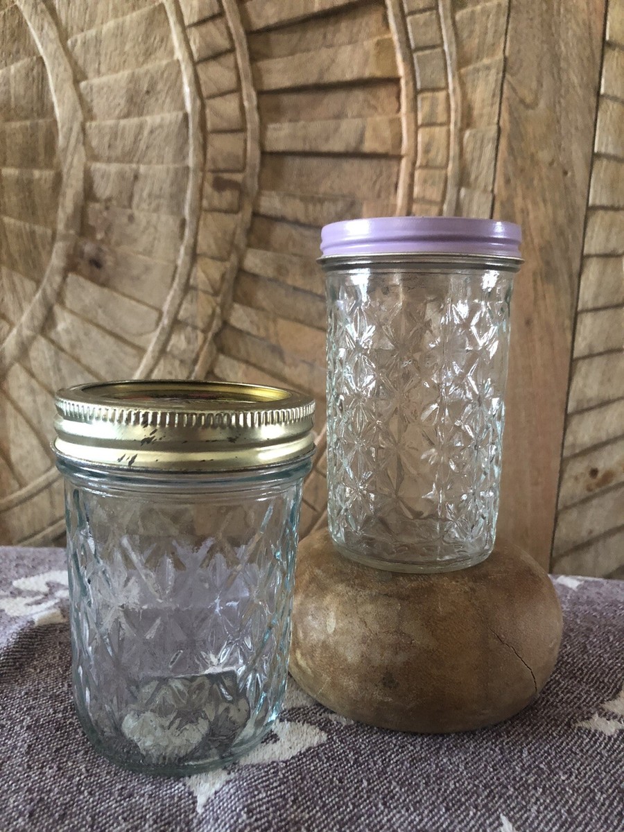 Vintage Ball Canning Mason Quilted Crystal Jelly Jar 2 Sizes