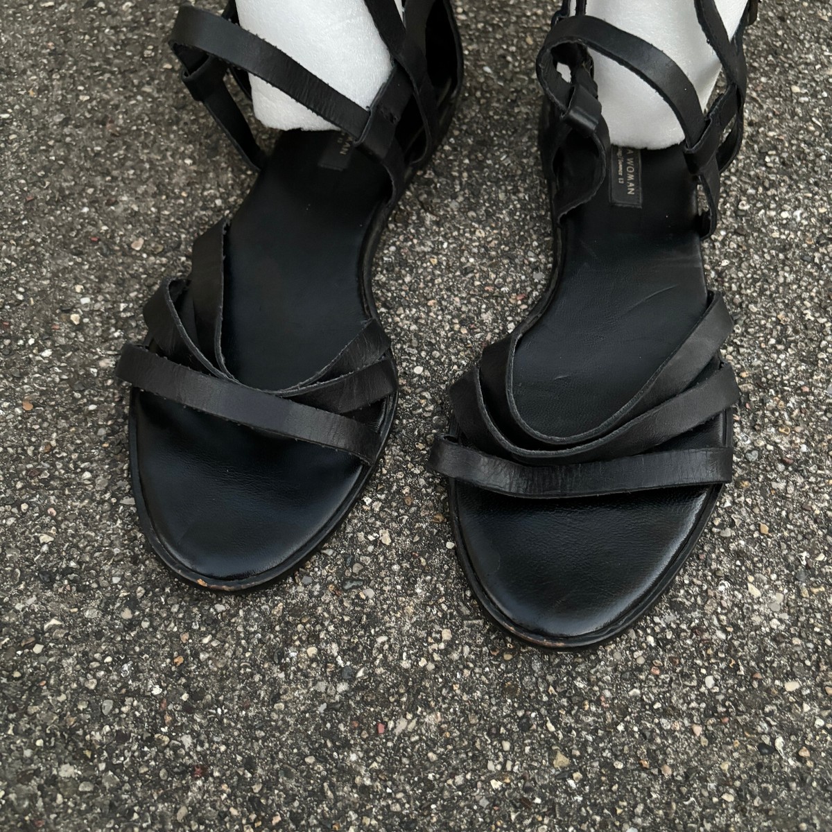 Zara Black Leather Gladiator Flat Knee Length Boots Sandals Zara Black Leather Gladiator Flat Knee Length Boots Sandals