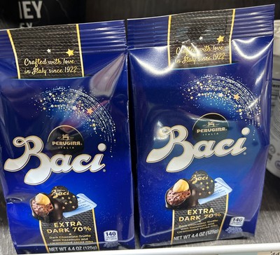 2 -bagPerugina Baci Extra Dark Fine Chocolate Truffle with Hazelnuts 4.4 Oz Each