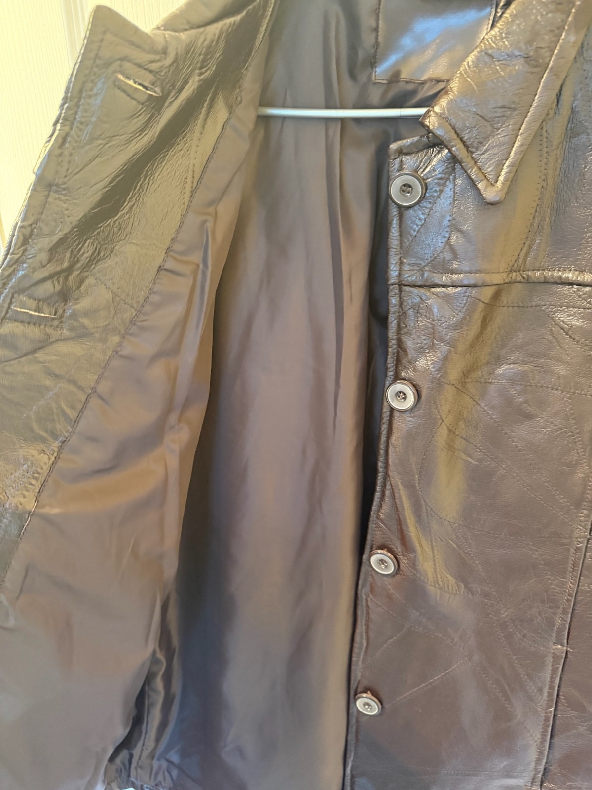 Brown Patch Leather  Size Large Men's Button Down… - image 5