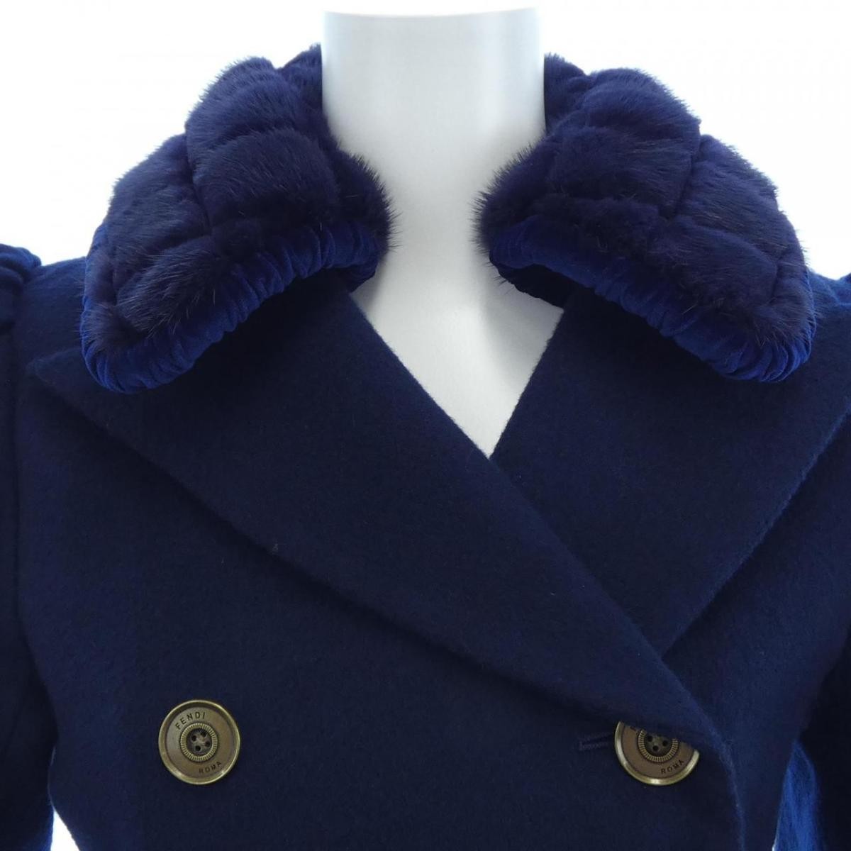 FENDI FF8764 AC5X Coat Navy Size 38 Used thumbnail 6