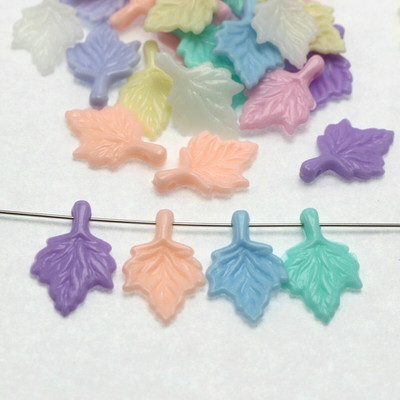 200 Mixed Pastel Color Acrylic Grape Leaves Charm Pendants 18mm DIY Earring