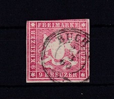 AT978) W&uuml;rttemberg Nr. 9 a gestempelt gepr&uuml;ft Klinkhammer BPP Michel 100 Euro