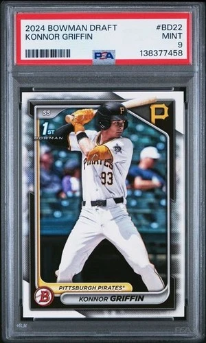 KONNOR GRIFFIN - 2024 Bowman Draft #BD-22 1st Prospect RC PSA 9 Pirates