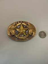 Texas Star Eagle Patriotic 24k Gold Plated Belt Buckle