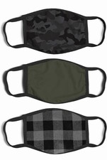 ABG One Size Men  s Adult Reusable Fabric Face Mask, Fashionable, Set Of 3