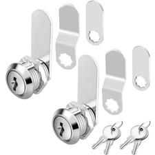 Cabinet Locks with Keys, 5/8", 2 Pack, Long Cam Locks for Cabinets Keyed Alik...