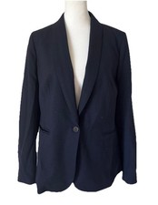 J.Crew Blazer Women's Navy Blue Shawl Lapel Single Button Wool Sz 6