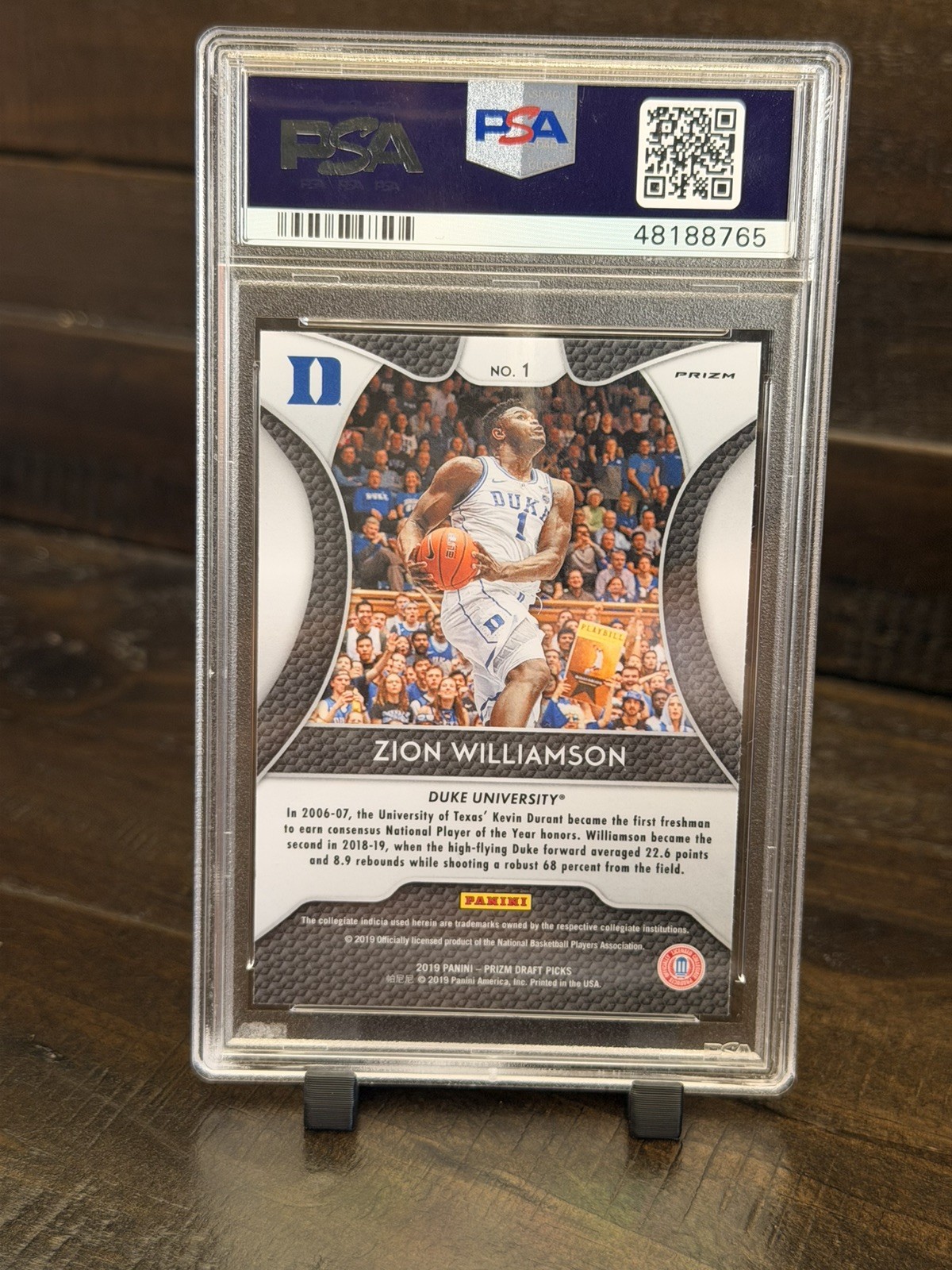 2019 Panini Prizm DP RED PRIZM ZION WILLIAMSON Rookie PSA 10 GEM MT view 2