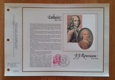 Feuillet CEF 1er jour sur Soie : VOLTAIRE et ROUSSEAU Année 1978 n° 465 S / 286